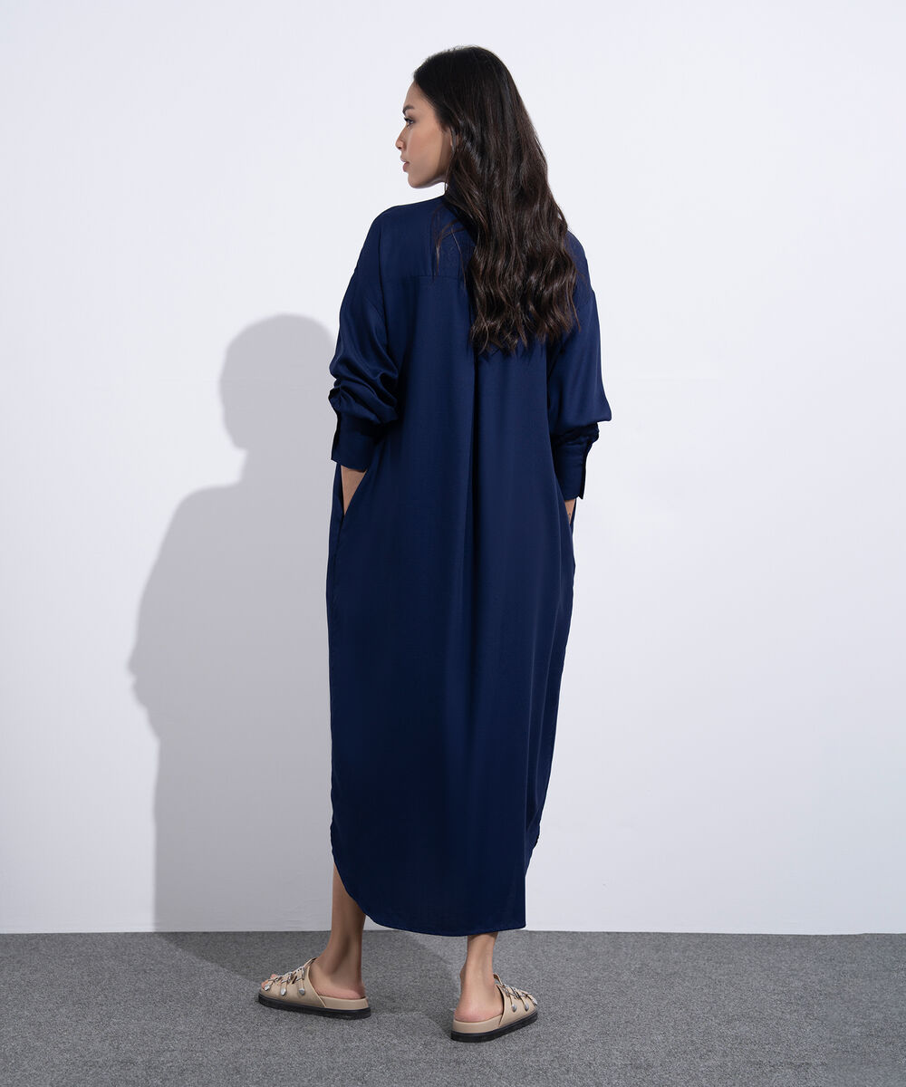 Women's Western Wear Blue  Dress With Knot Detail