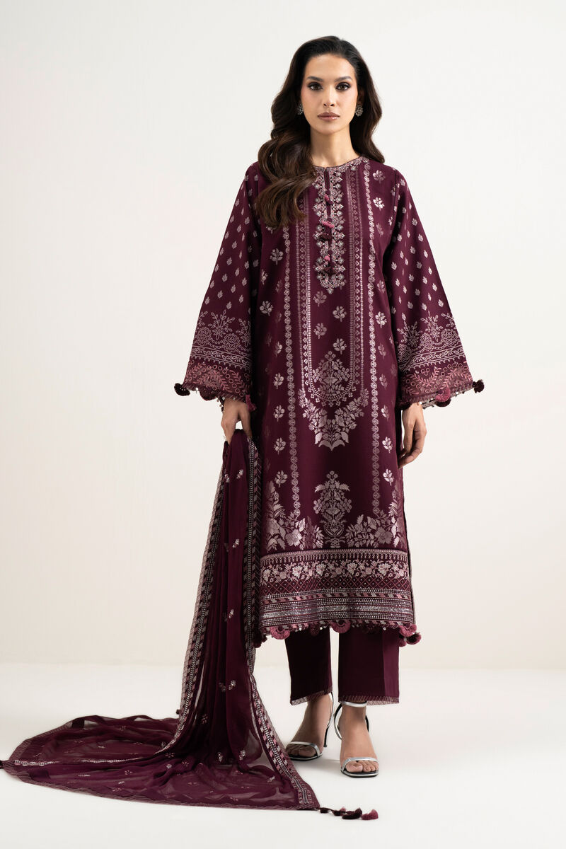 3 Piece - Embroidered Jacquard Suit