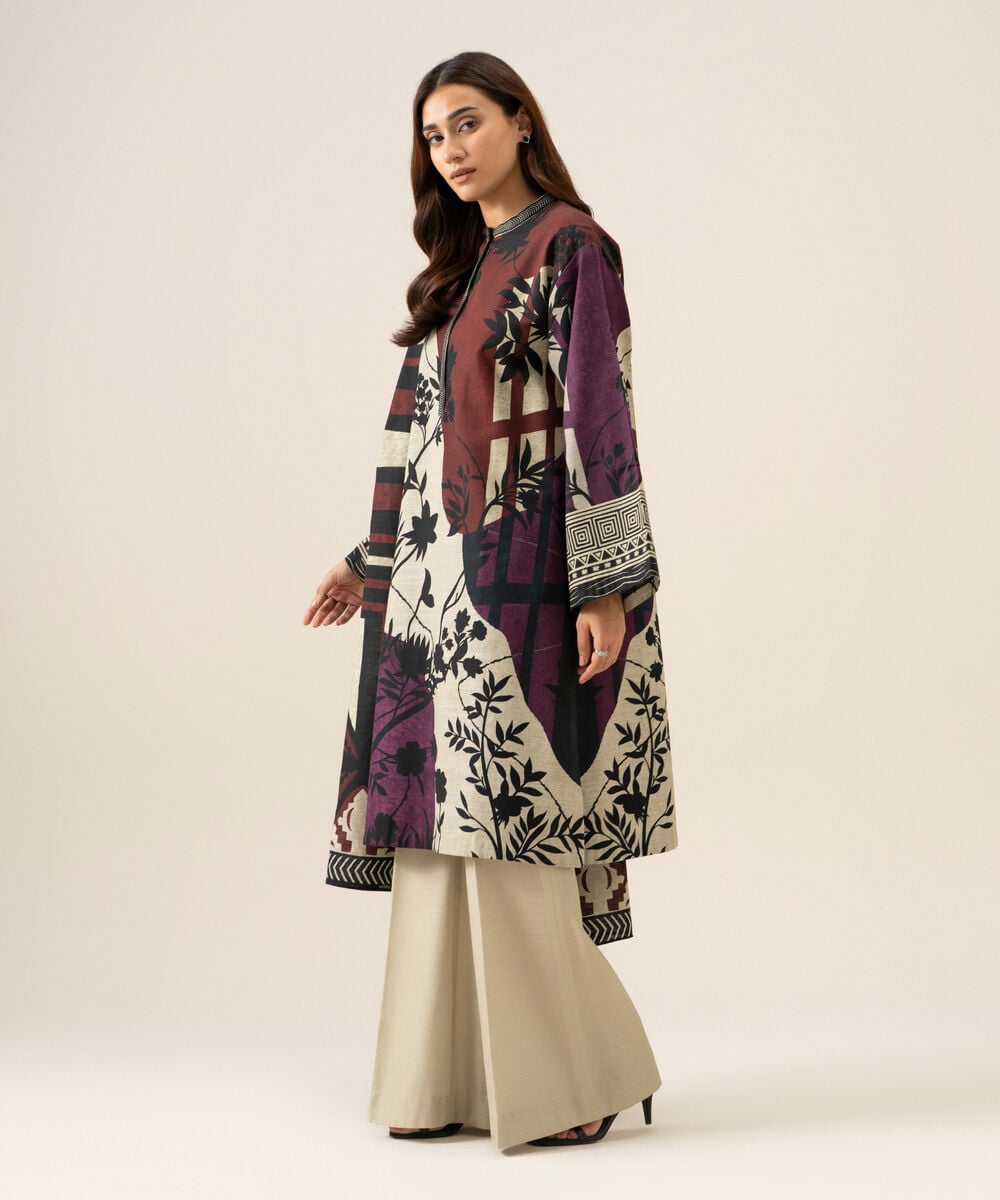 Women's Unstitched Light Khaddar Printed Multi 3 Piece Suit