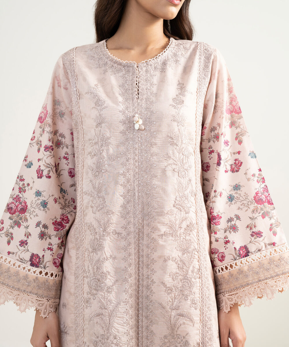 Women's RTW Zari Lawn Embroidered Pink 2 Piece Suit