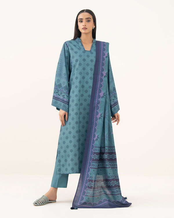 3 Piece - Printed Linen Suit
