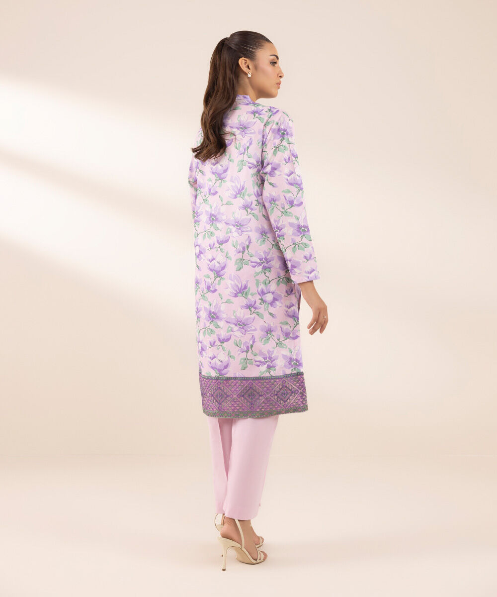 Women's RTW Lawn Purple Printed A-Line Shirt