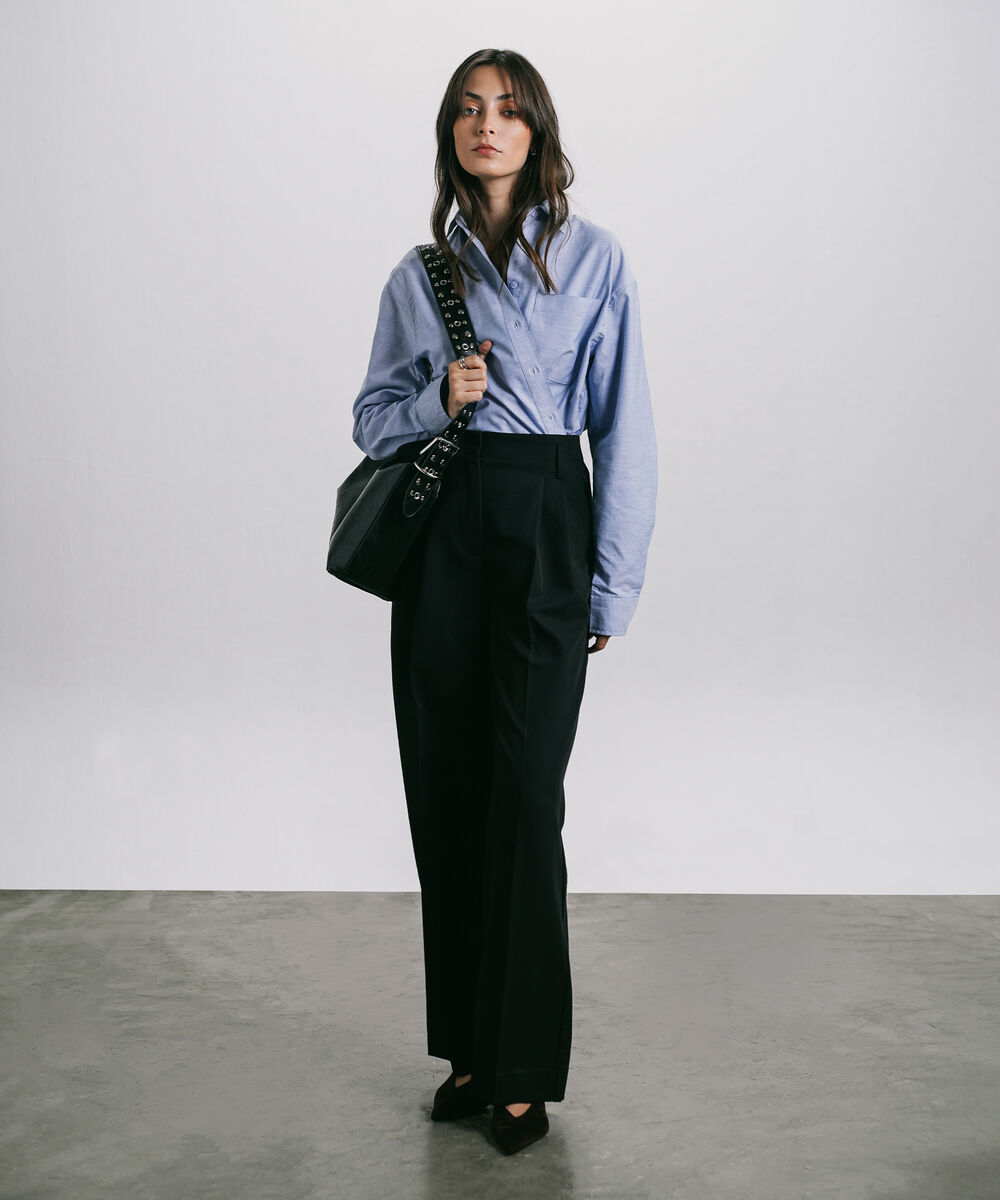 Women's Western Black Tailored Wide Leg Trousers