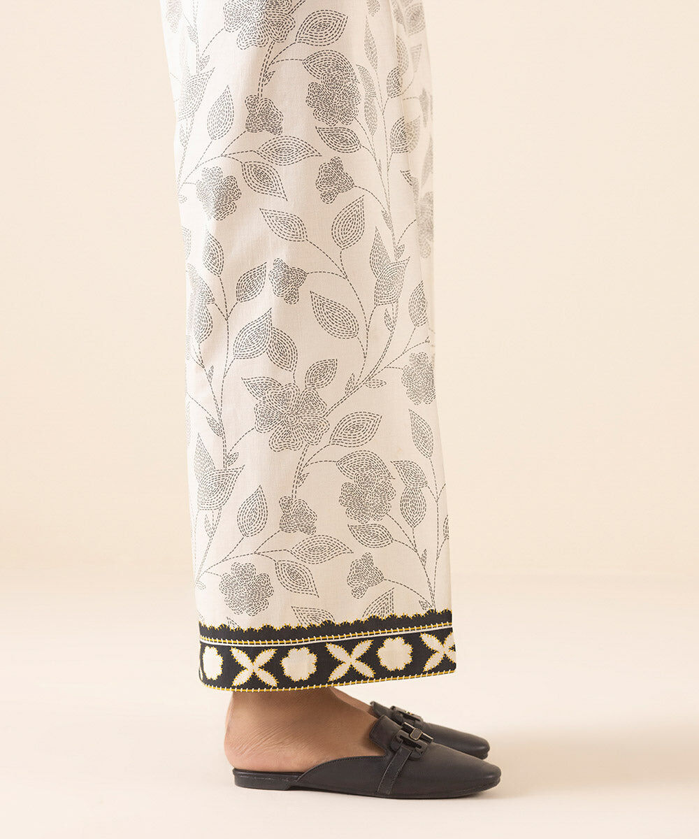 Woman - White Printed Cambric Culottes