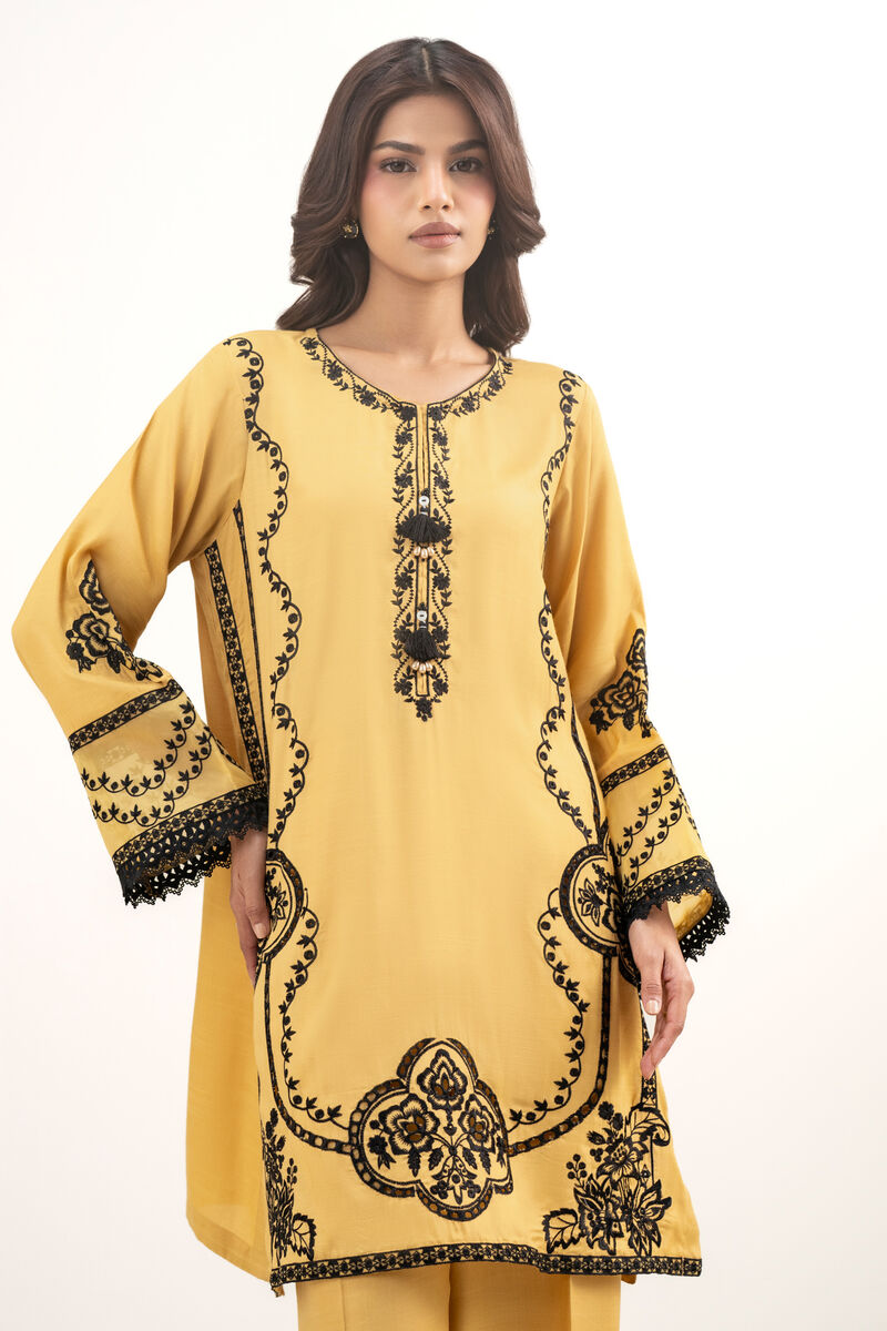 2 Piece - Embroidered Raw Silk Suit