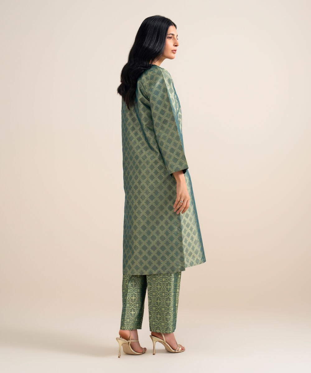 Women's Unstitched Dobby Embroidered Pink 3 Piece Suit