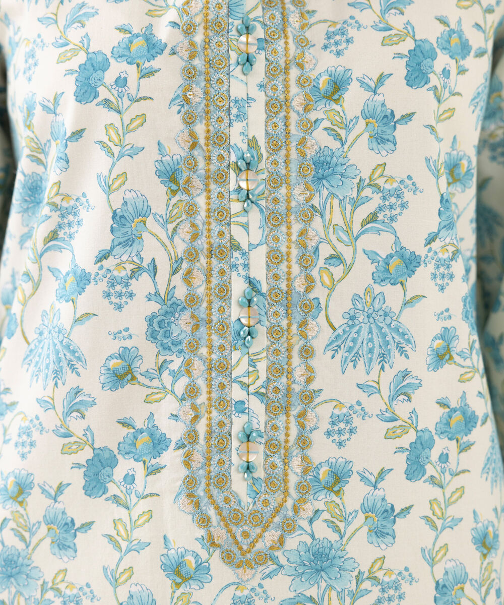 Women's Unstitched Cotton Embroidered Multi Three Piece Suit