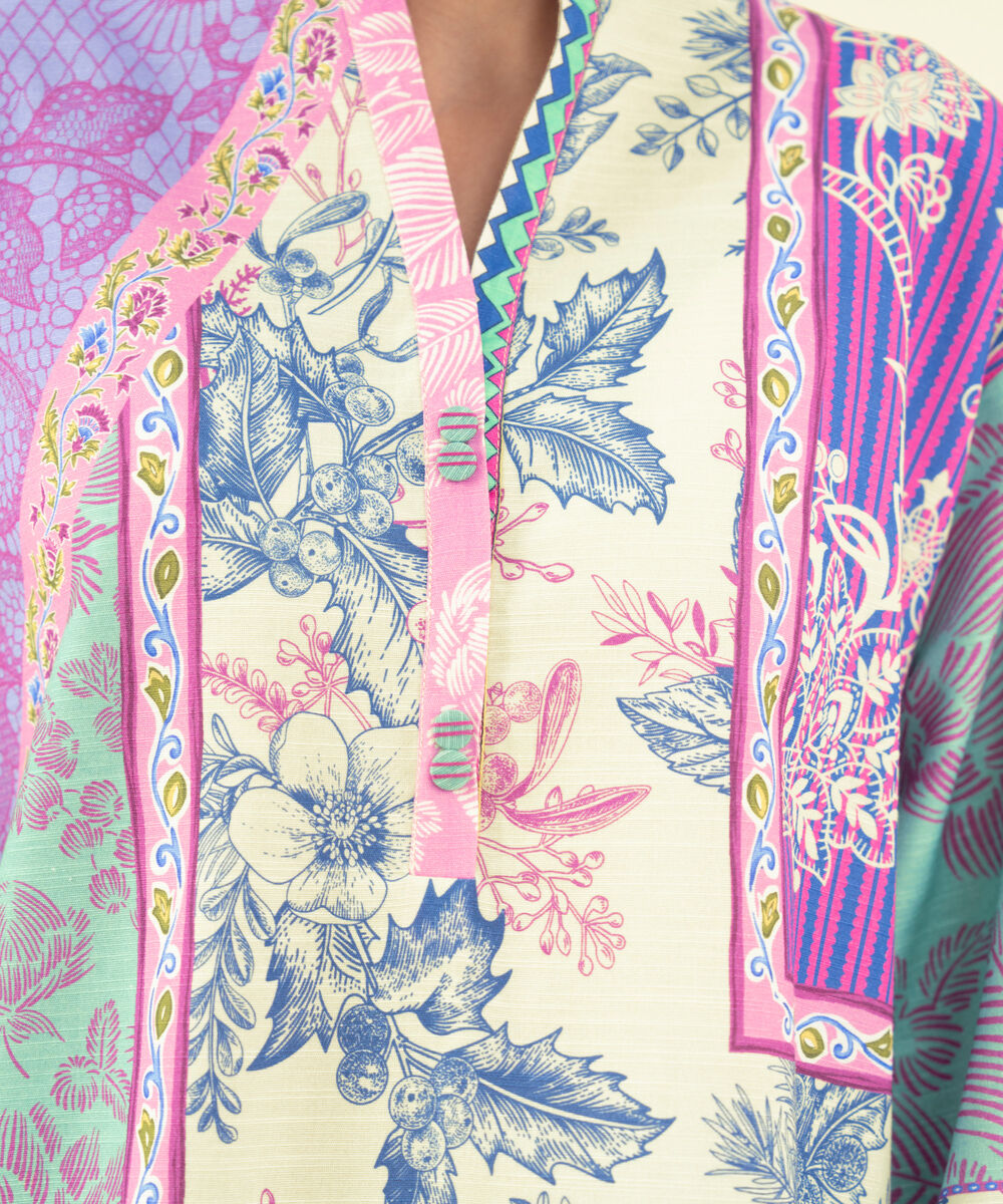 Women's Unstitched Khaddar Printed Multi 2 Piece Suit