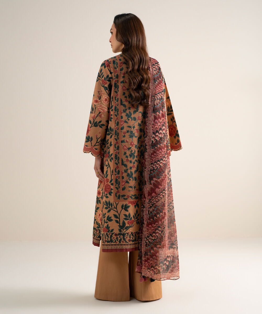 Women's Unstitched Cotton Printed Multi  3 Piece Suit