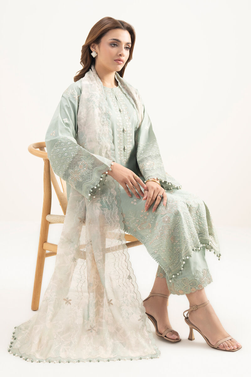 3 Piece - Embroidered Cotton Suit