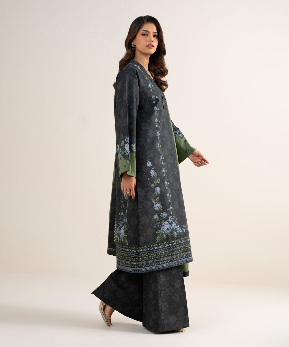 Women's Unstitched Cotton Embroidered Grey