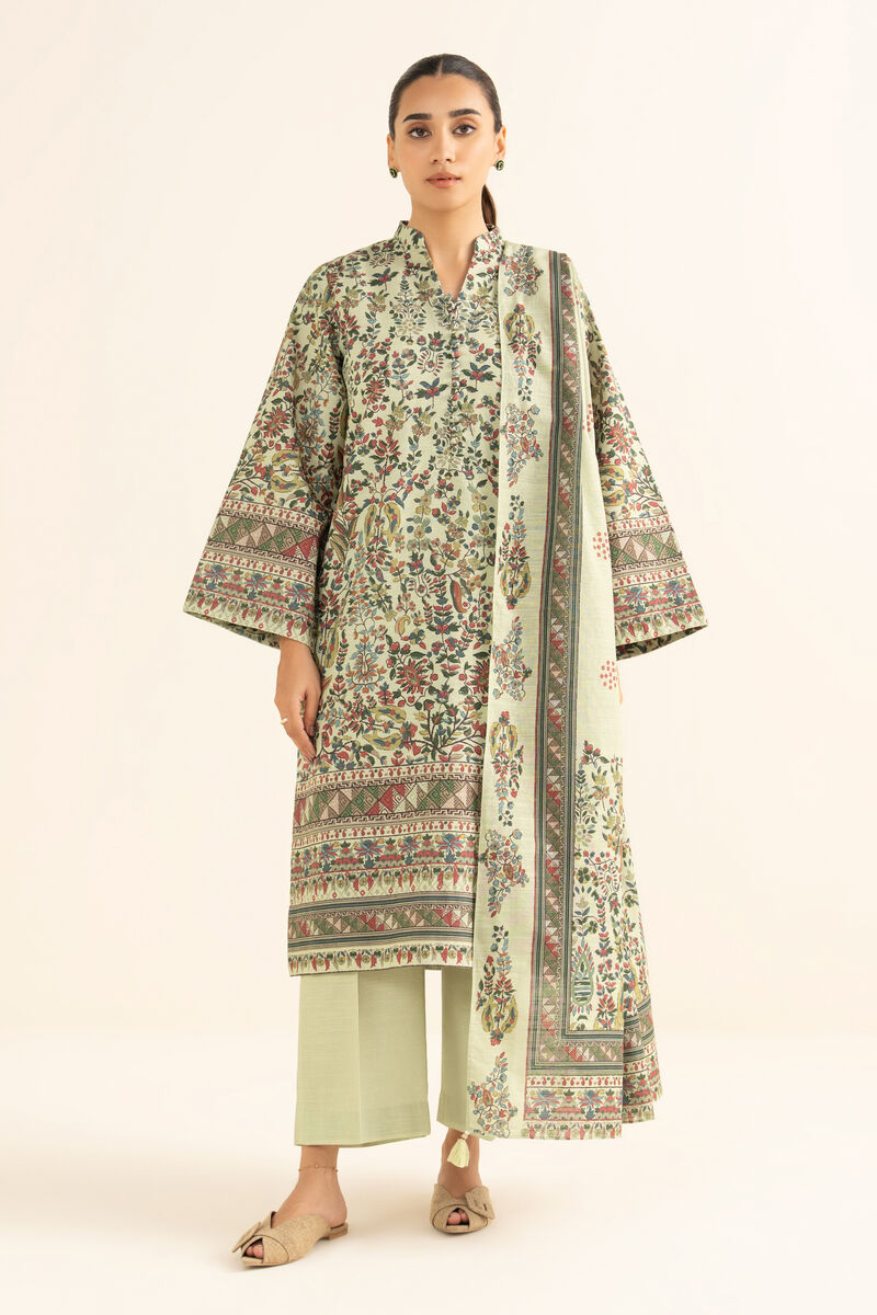 3 Piece - Printed Khaddar Suit