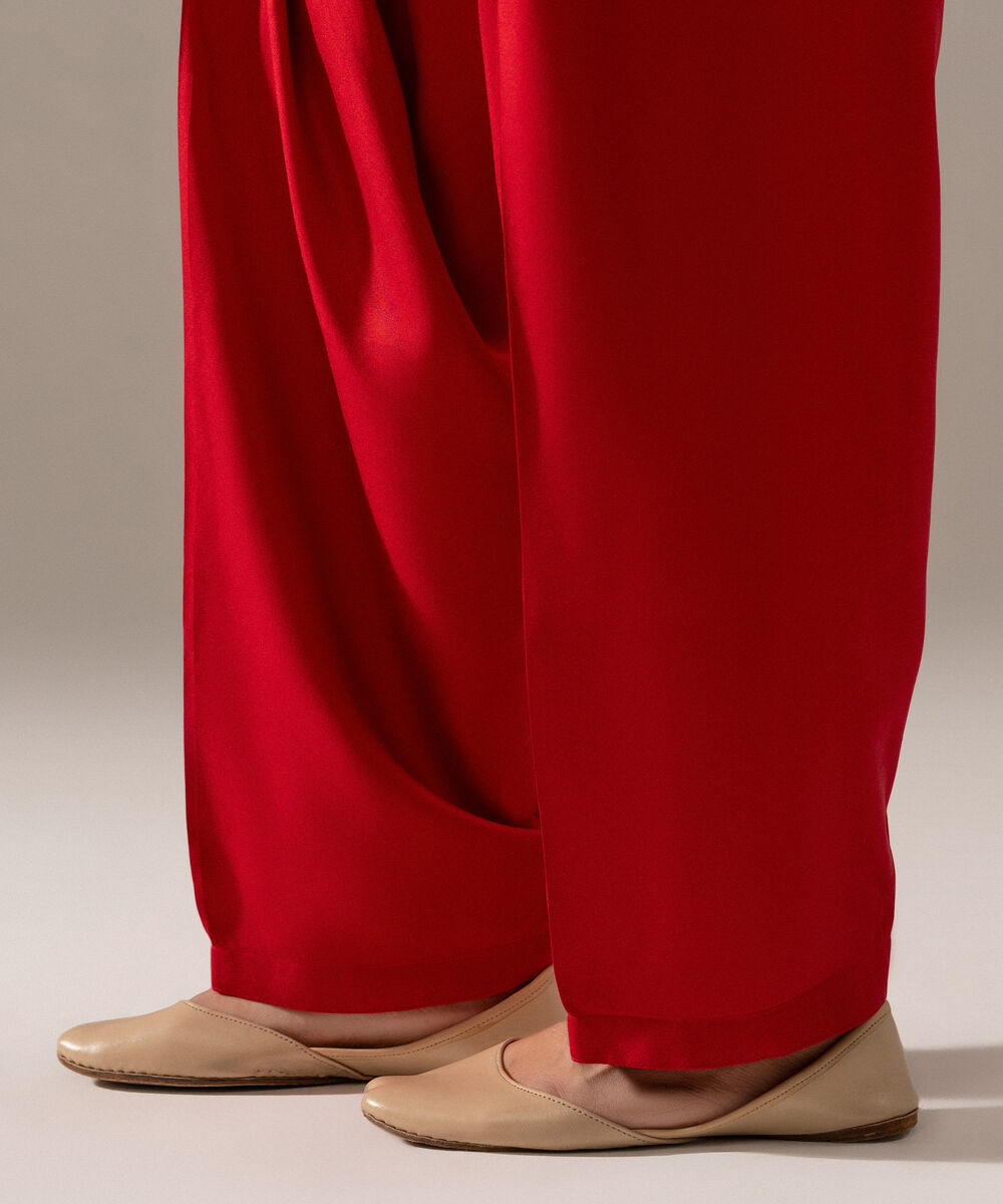 Women's RTW Viscose Marina Solid Red Shalwar