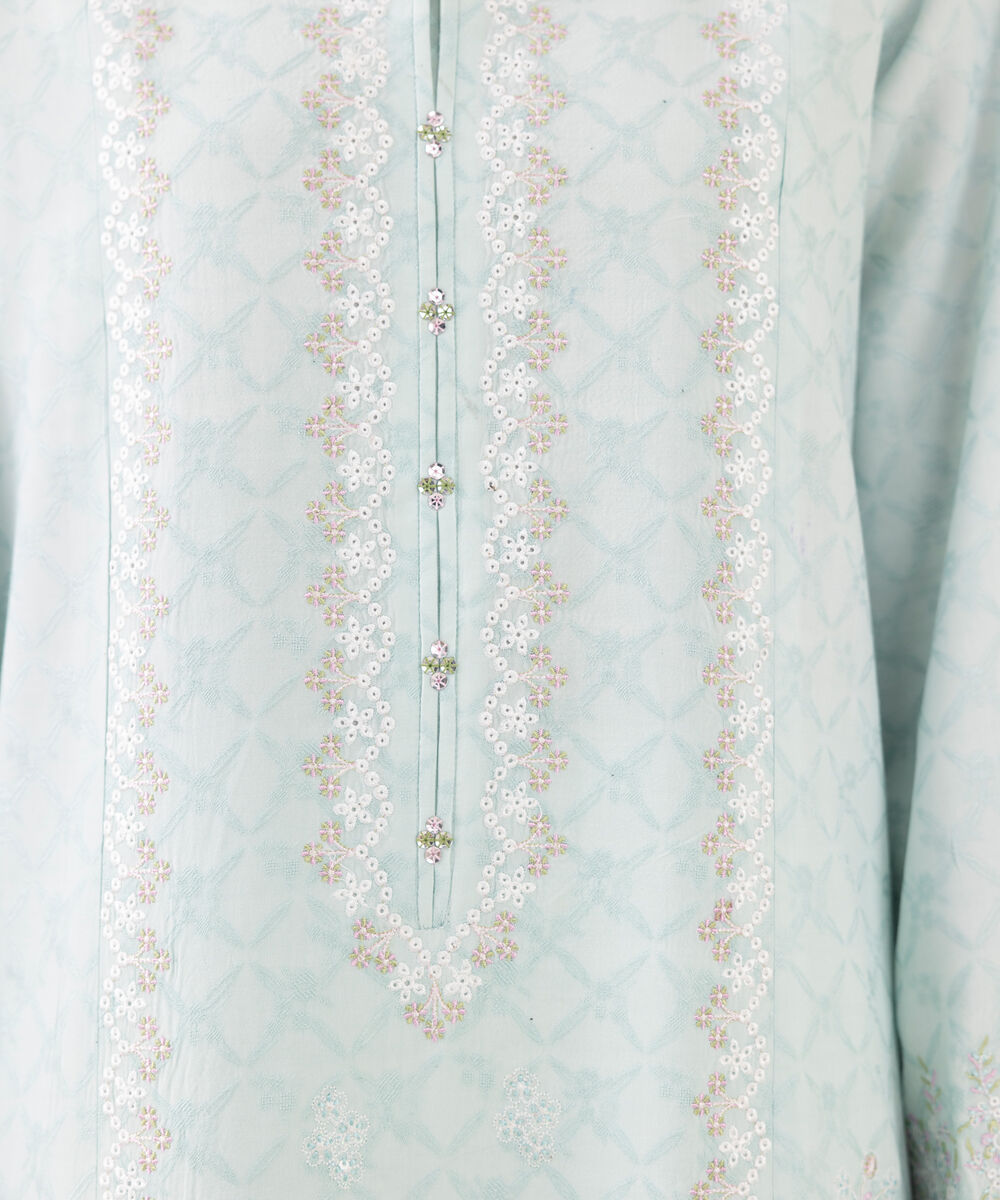 Women's Unstitched Linen Jacquard Dyed Three Piece Suit