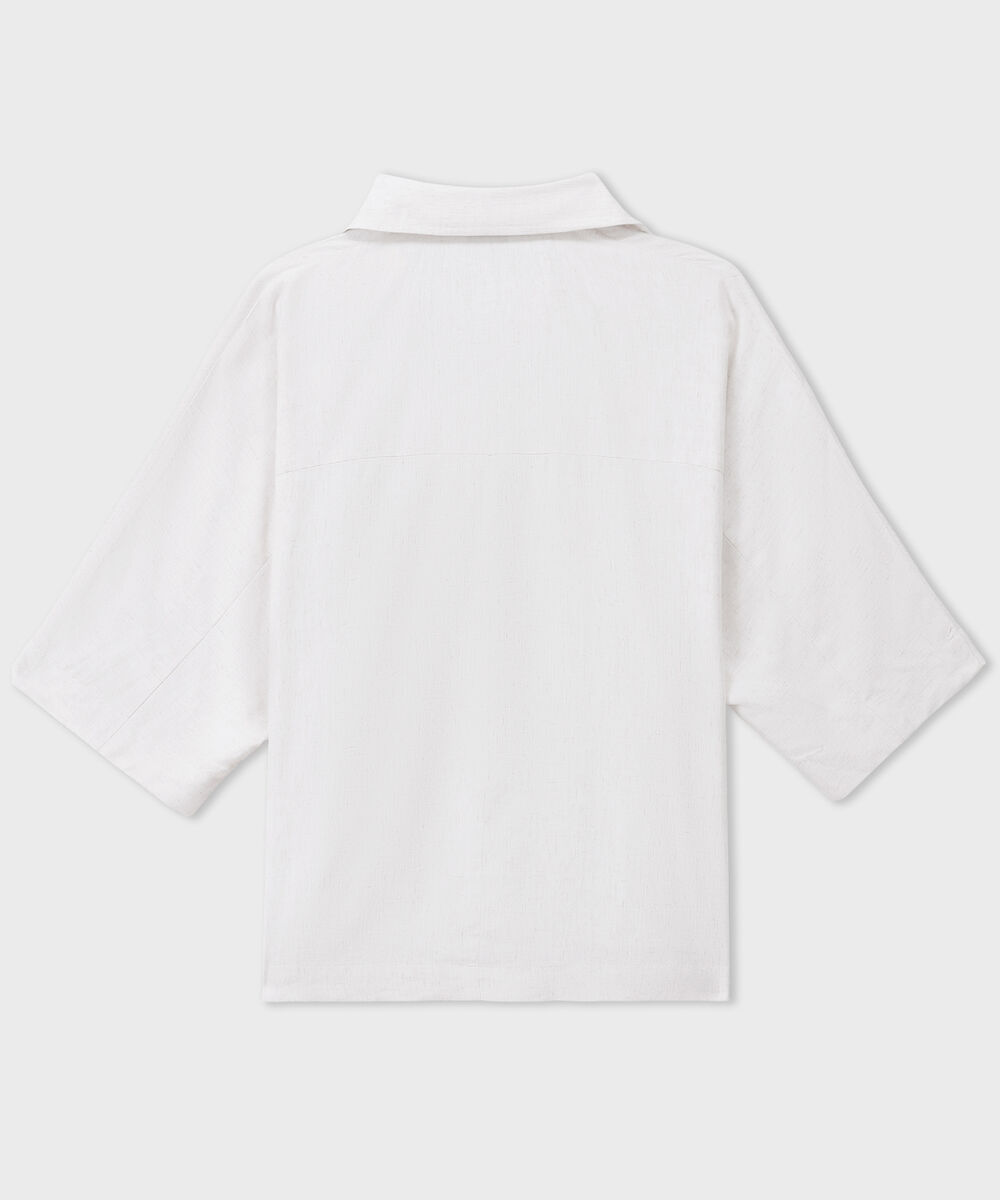 Women's Western Off-white Loose-Fit Linen Top
