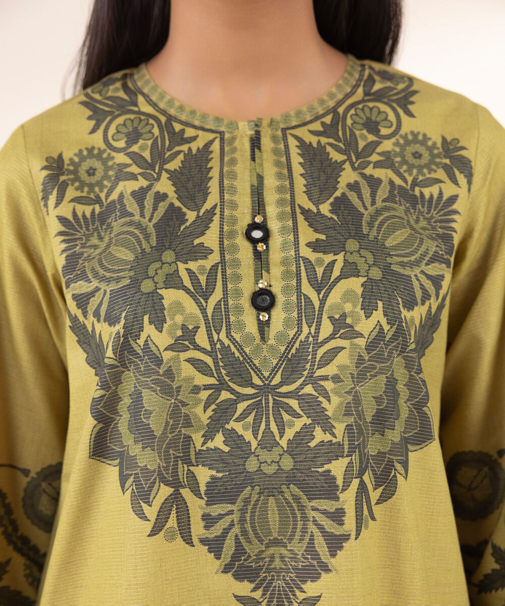 Women's RTW Zari Lawn Yellow Printed A-Line Shirt