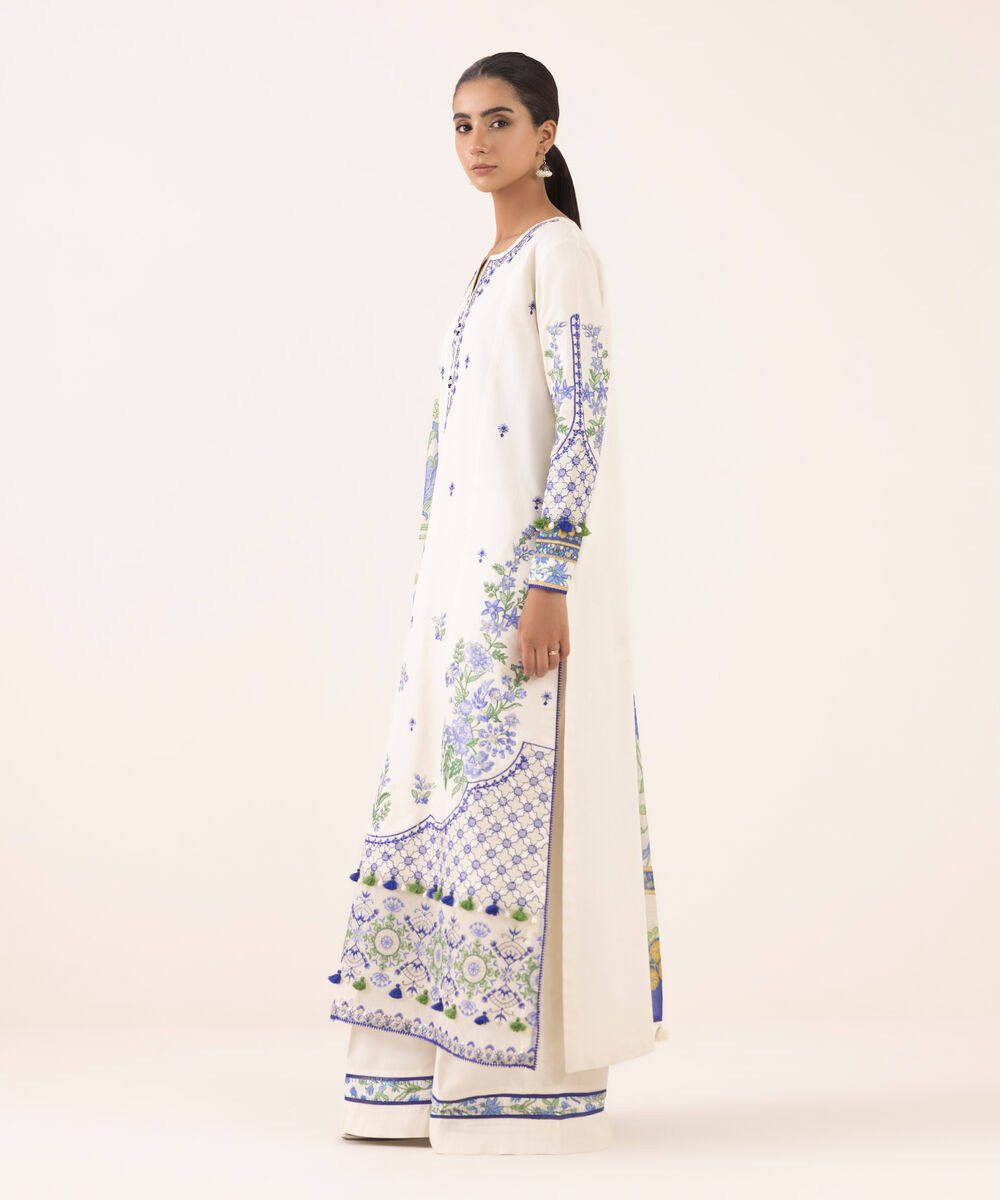 Women's Unstitched Light Cotton Satin Dyed Three Piece Suit