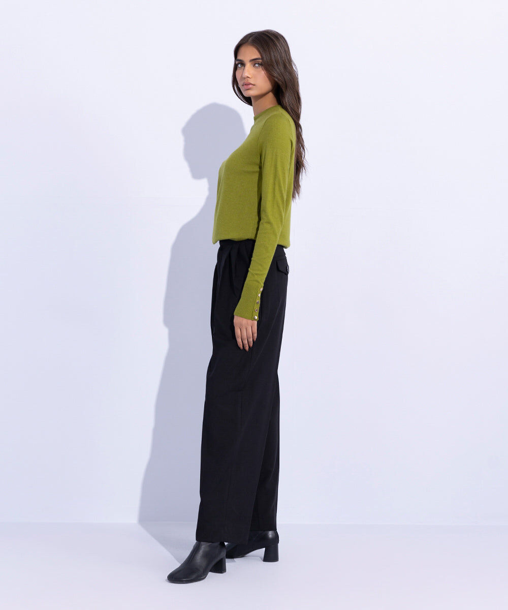 Woman - Black Tailored Slouchy Trousers