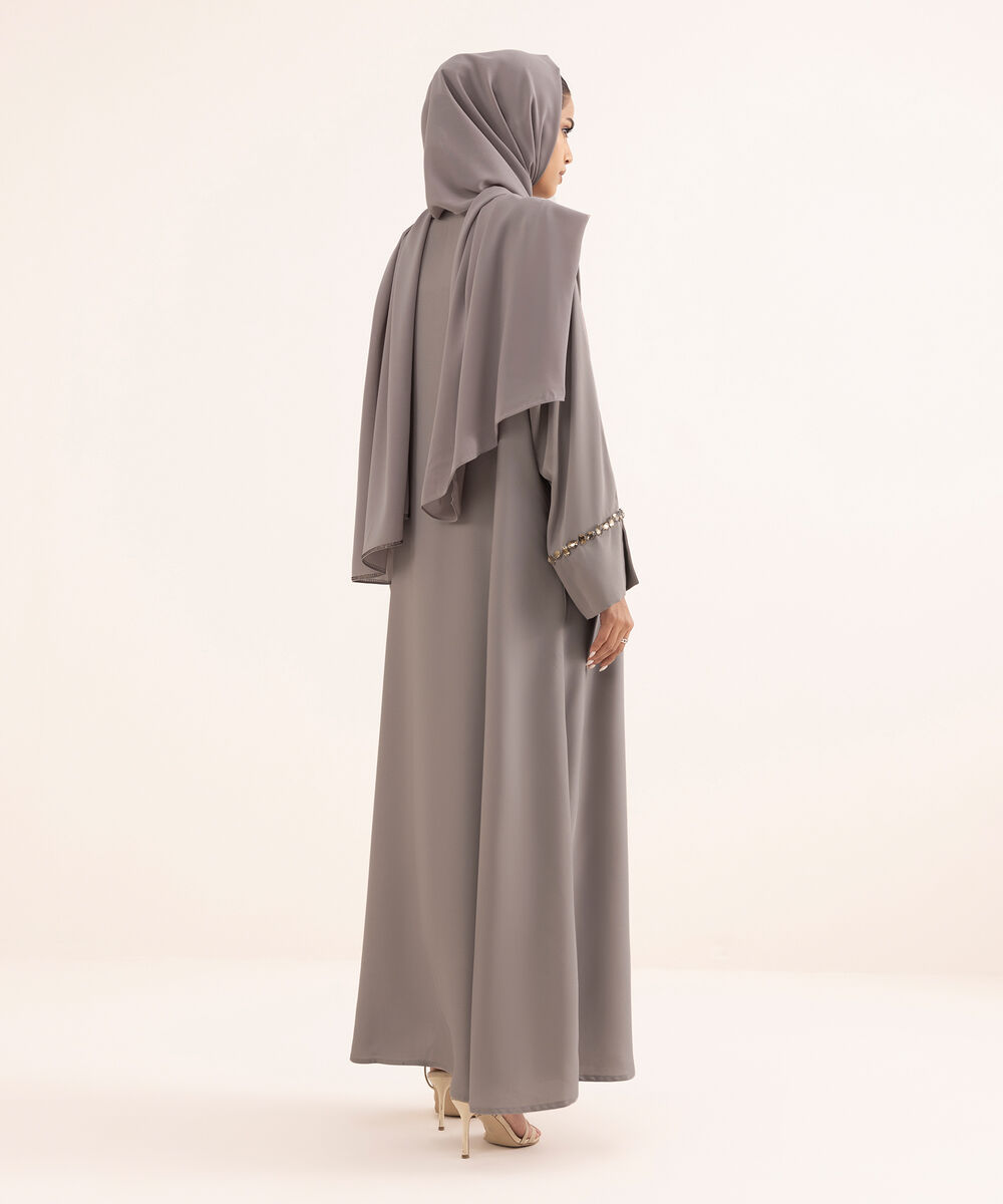 Women's Grey Nida Abaya Set