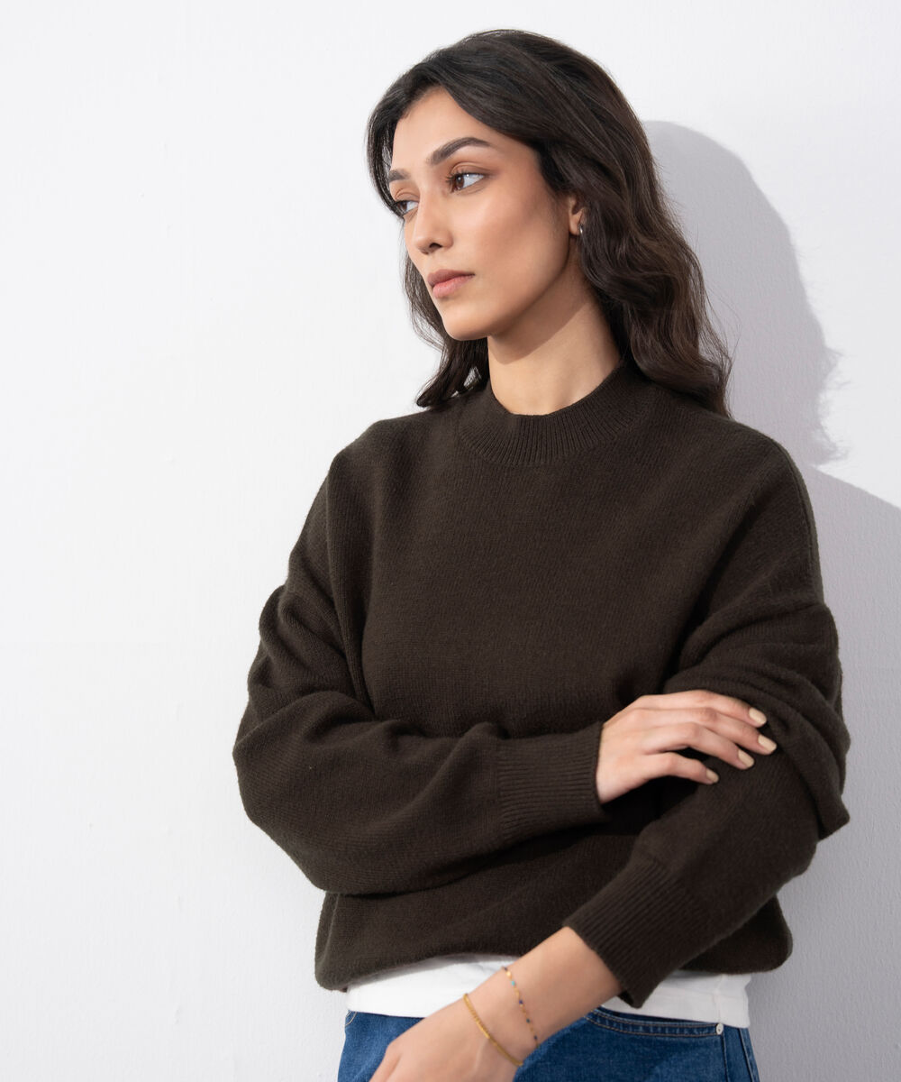 Women's Western Wear Brown Soft Touch Knit Sweater