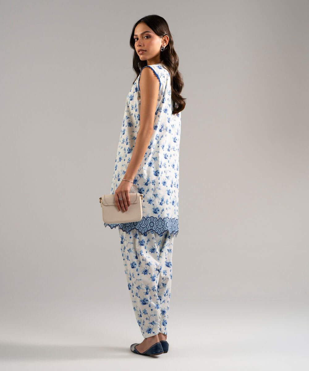 Women's RTW Cotton Viscose Printed White Straight Shirt