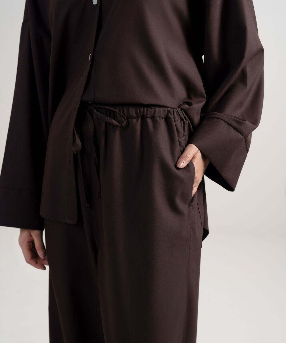 Women's Chocolate Brown Wide-Leg Pants