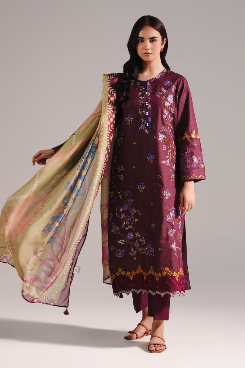 3 Piece - Embroidered Zari Lawn Suit