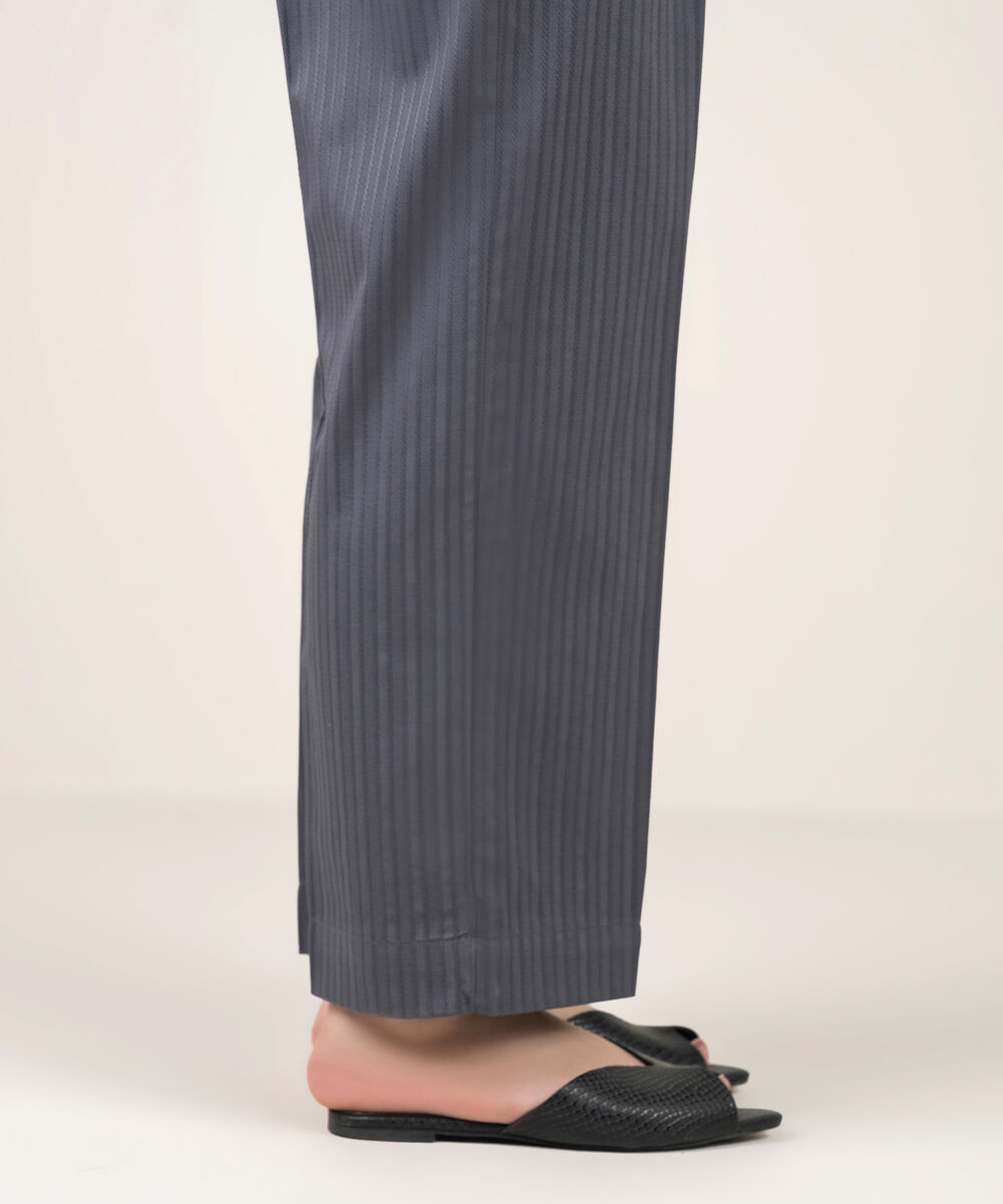 Women's RTW Dobby Solid Grey Straight Pants