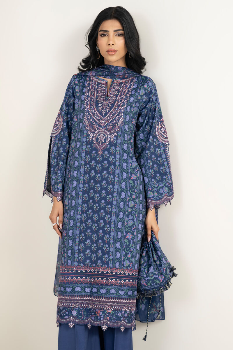 3 Piece - Embroidered Silk Suit