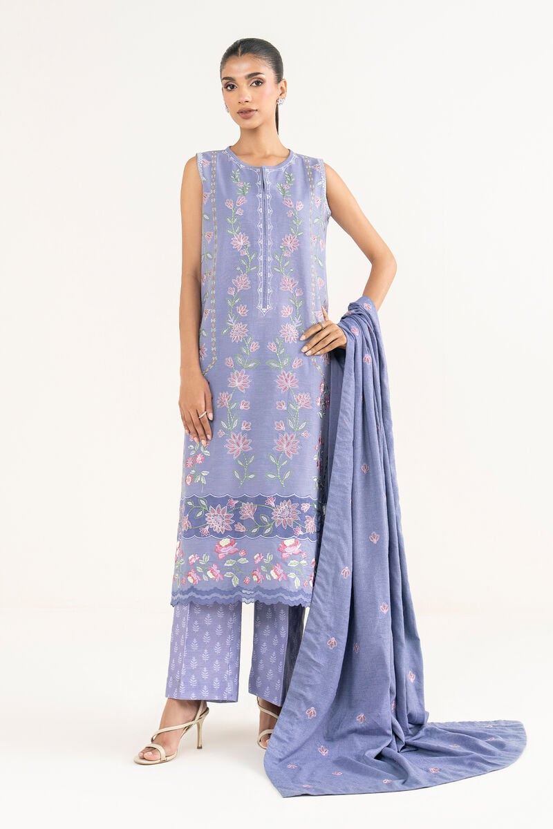 3 Piece - Embroidered Khaddar Suit