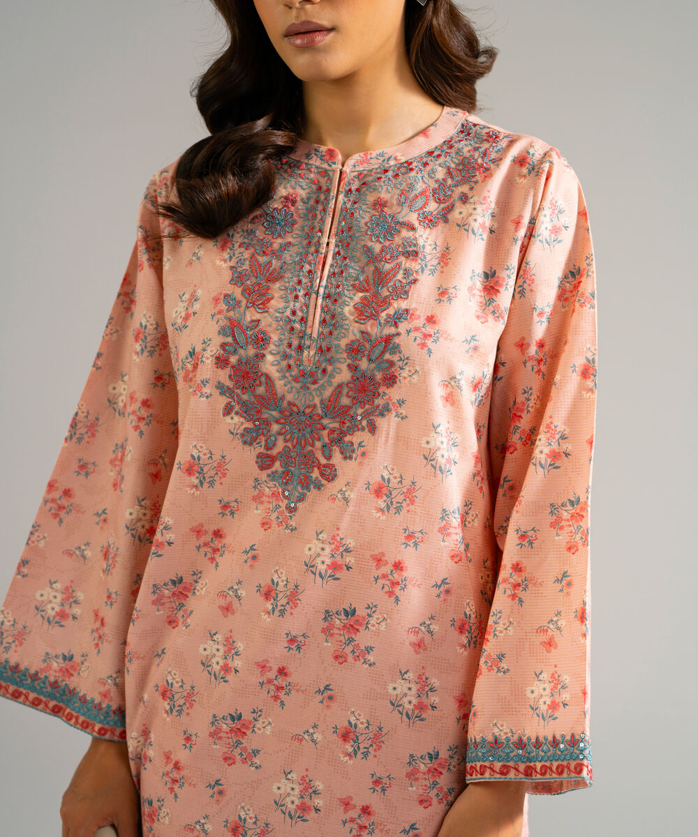 Women's RTW Zari Lawn Embroidered Pink 2 Piece Suit