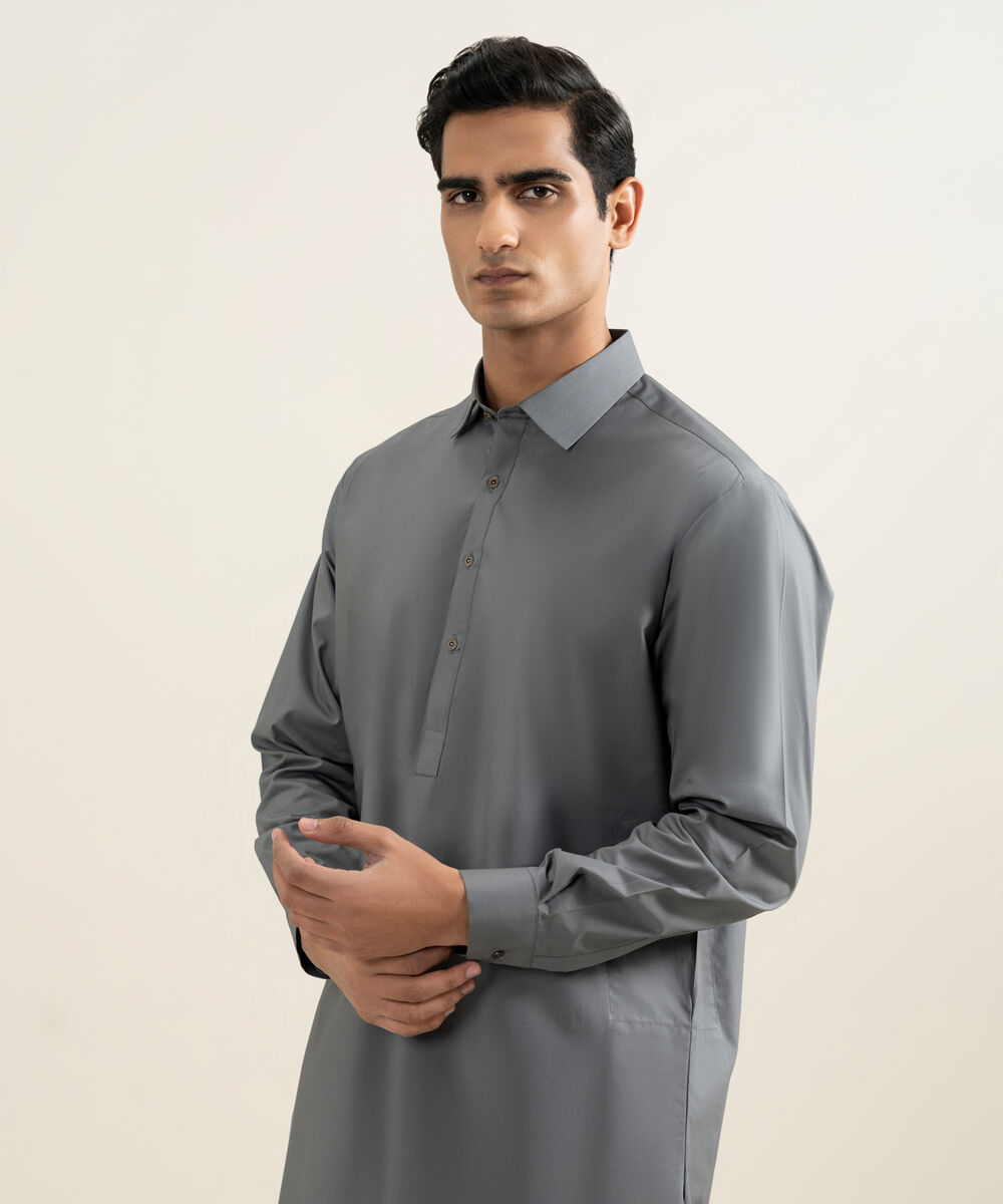 Men's grey 100% Cotton Kameez Shalwar