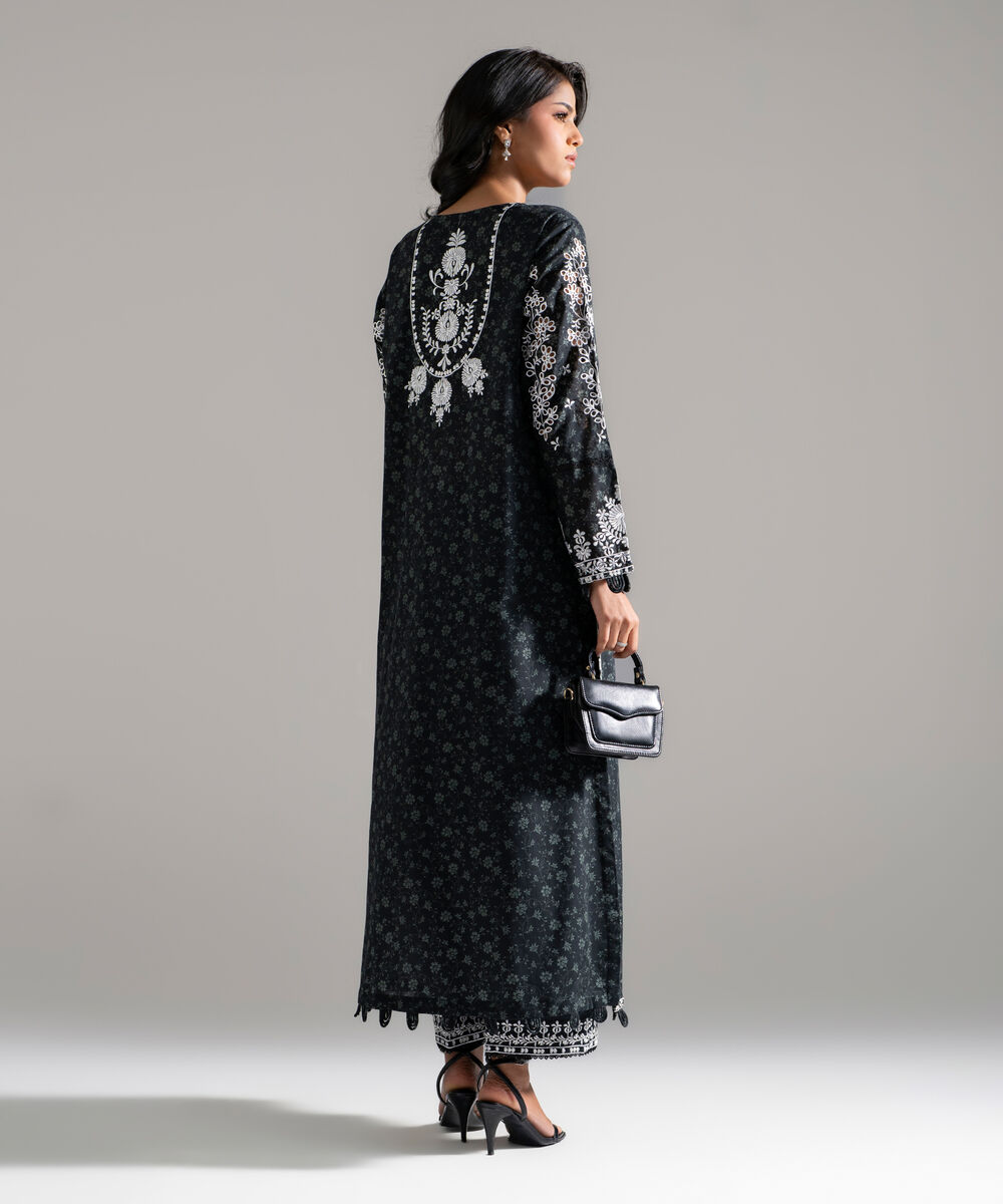 Women's RTW Lawn Embroidered Black 2 Piece Suit