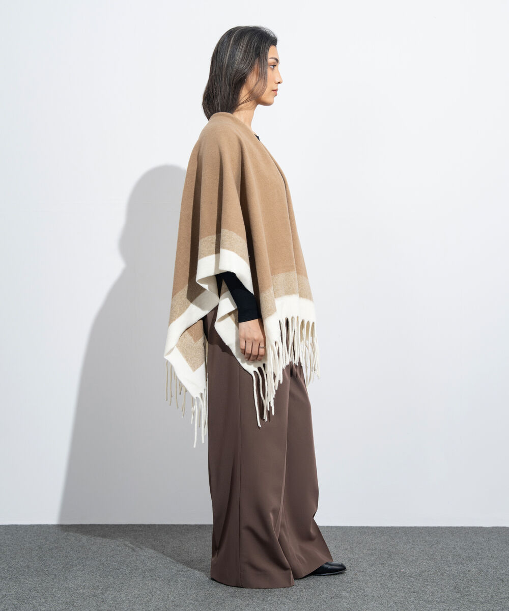 Women's Western Wear Beige & Off White Cape Shawl