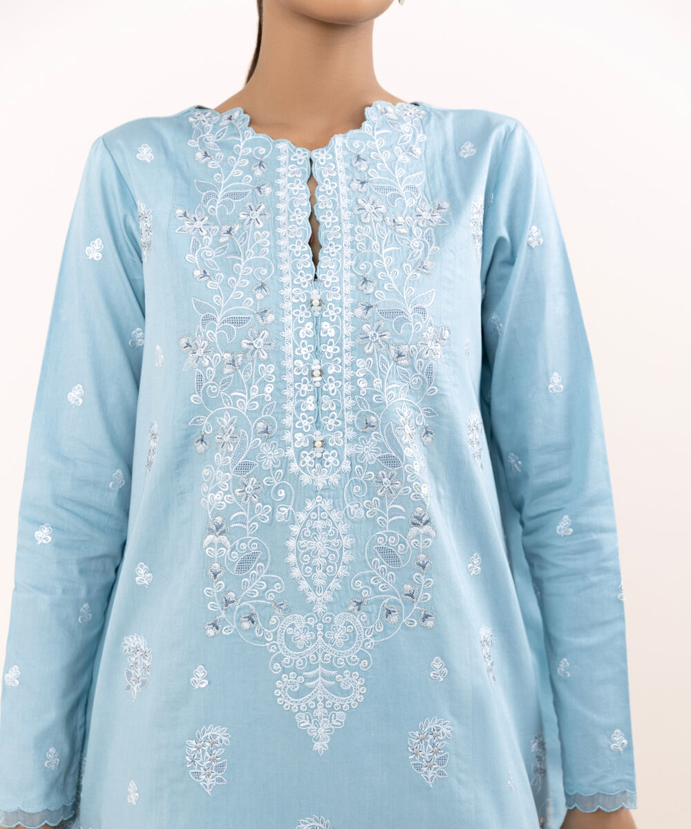 Women's Unstitched Light Cotton Satin Dyed Three Piece Suit