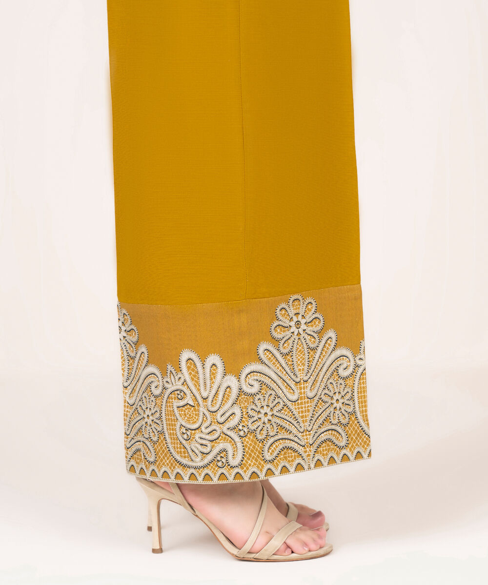 Women's RTW Khaddar Solid Mustard Culottes