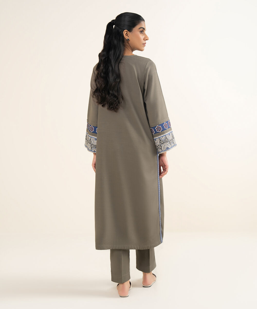 Women's RTW Herringbone Solid Grey A-Line Shirt