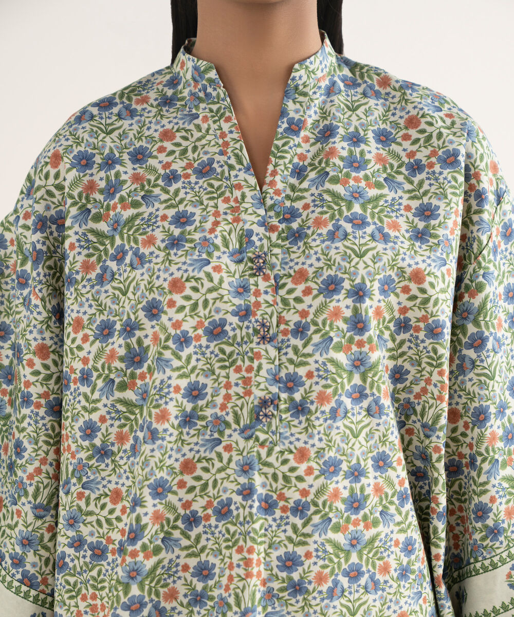 Women's Unstitched Cotton Printed Multi 3 Piece Suit