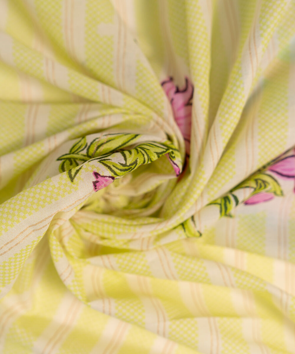 Zari Lawn Printed Green Dupatta