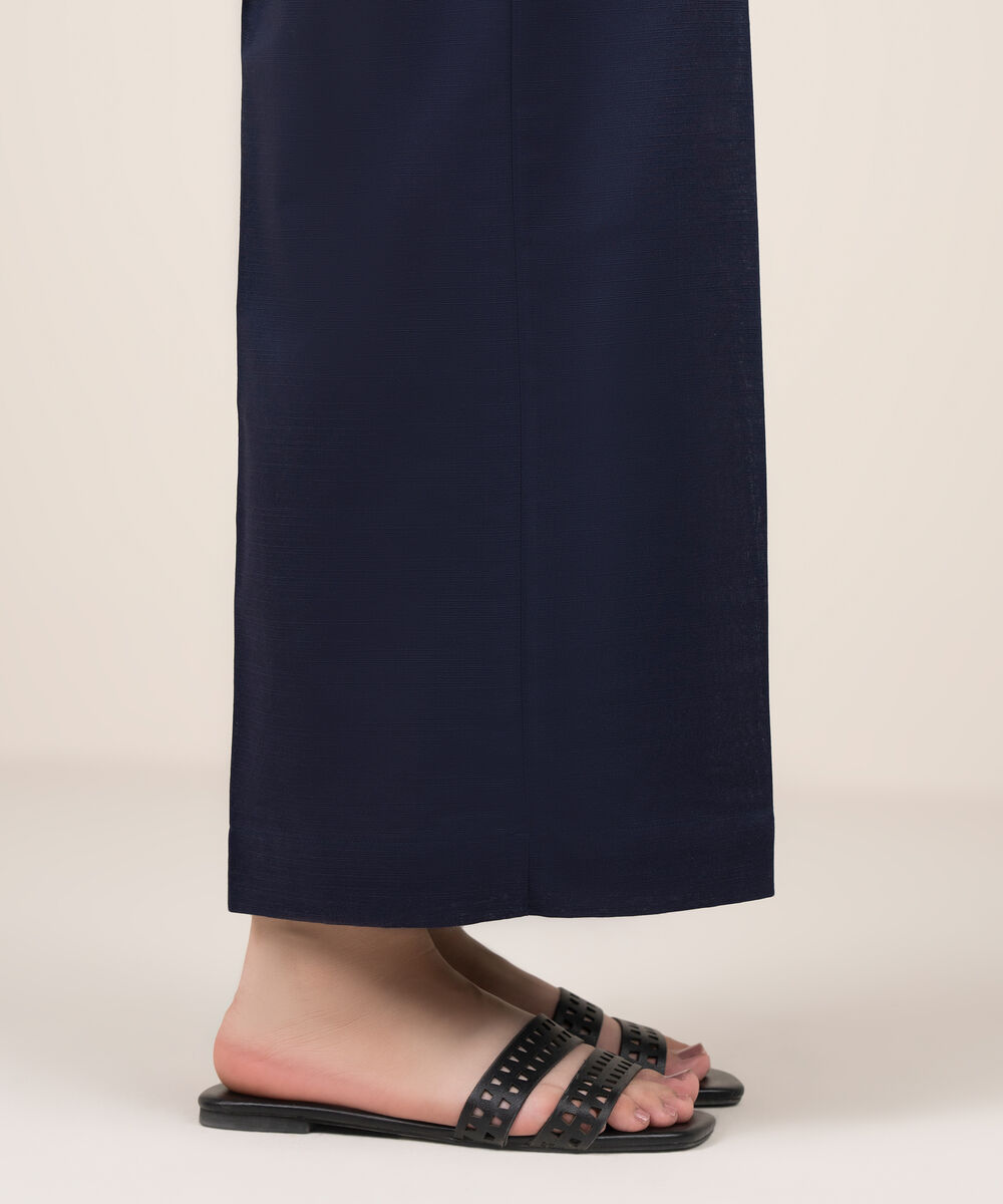 Women's RTW Khaddar Solid Blue Culottes