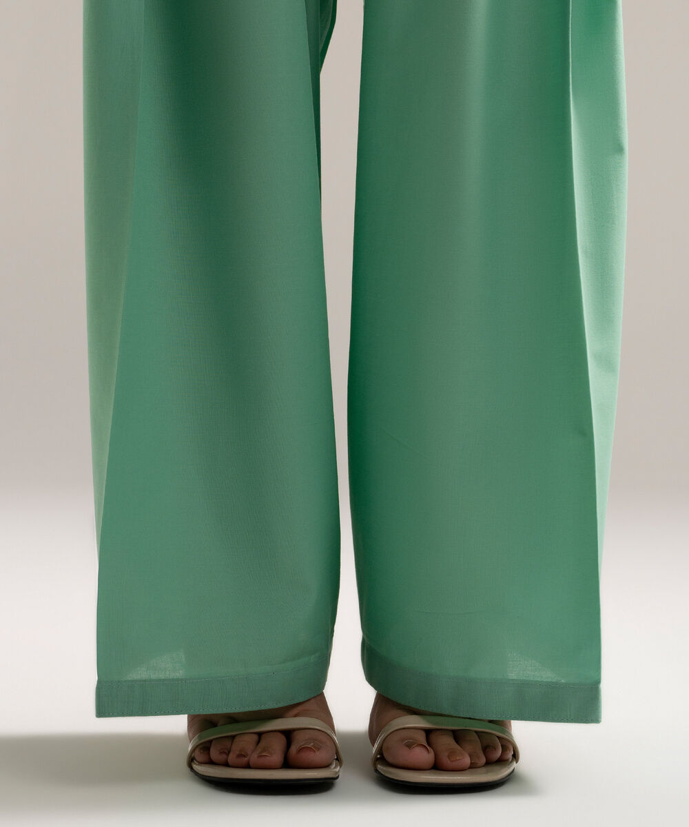 Women's RTW Cambric Solid Seafoam Green Farshi Shalwar
