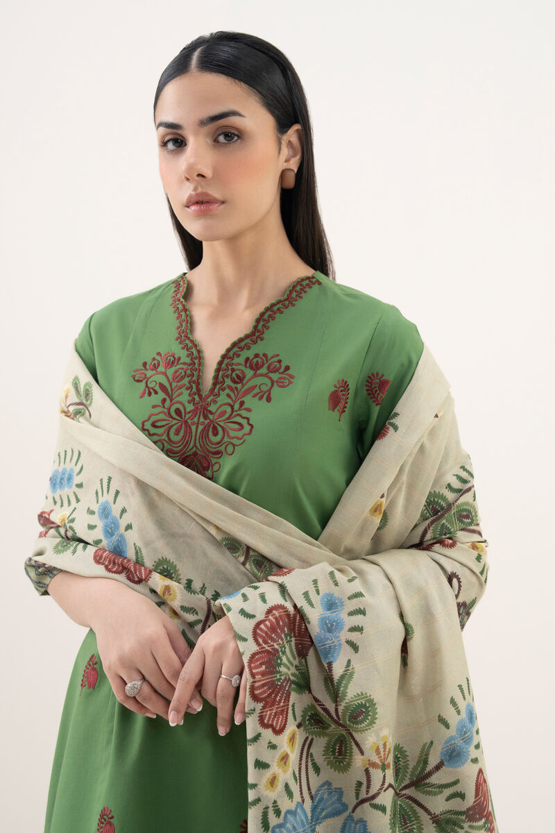 3 Piece - Embroidered Cotton Suit