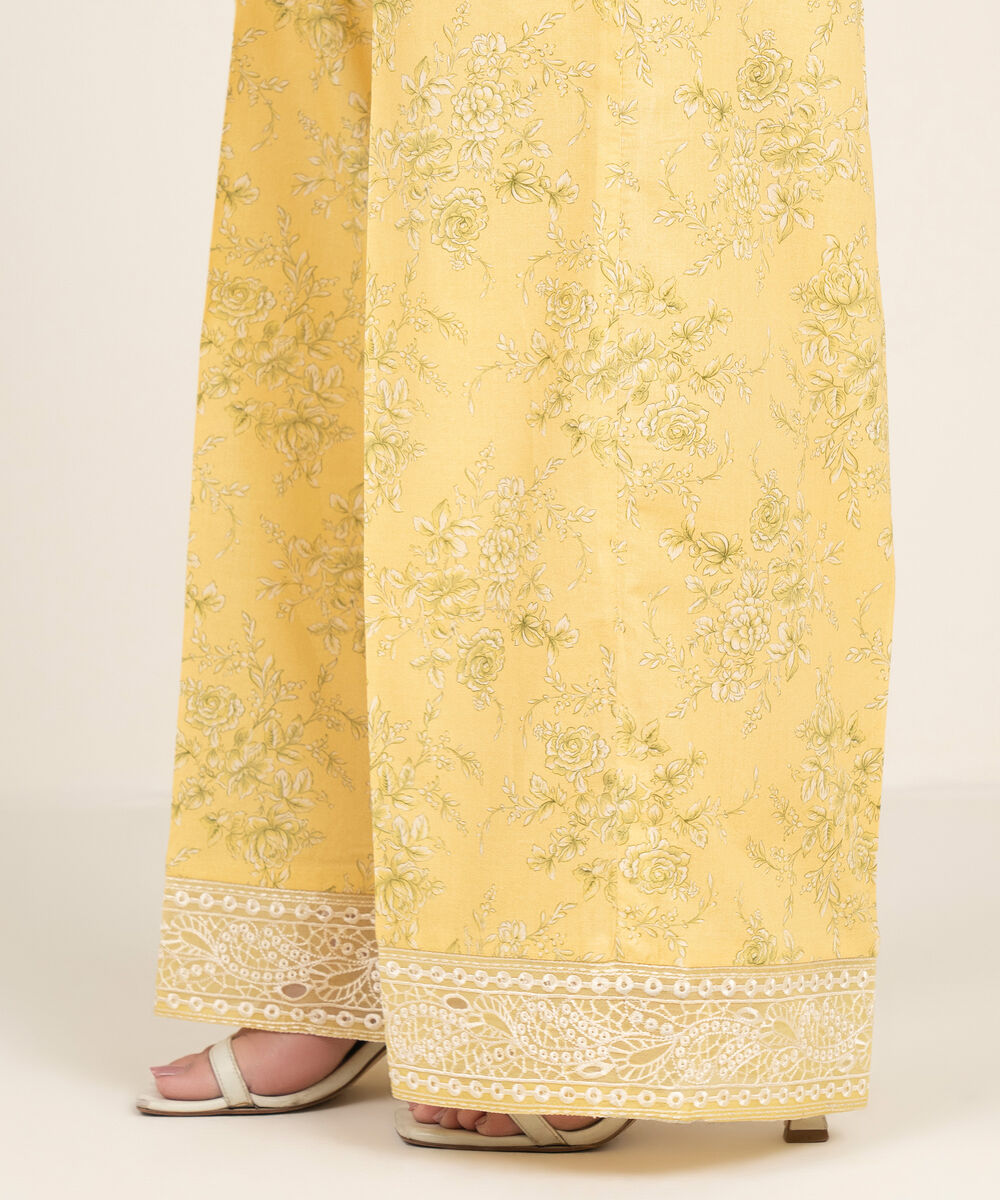 Women's RTW Cambric Embroidered Yellow Farshi Shalwar