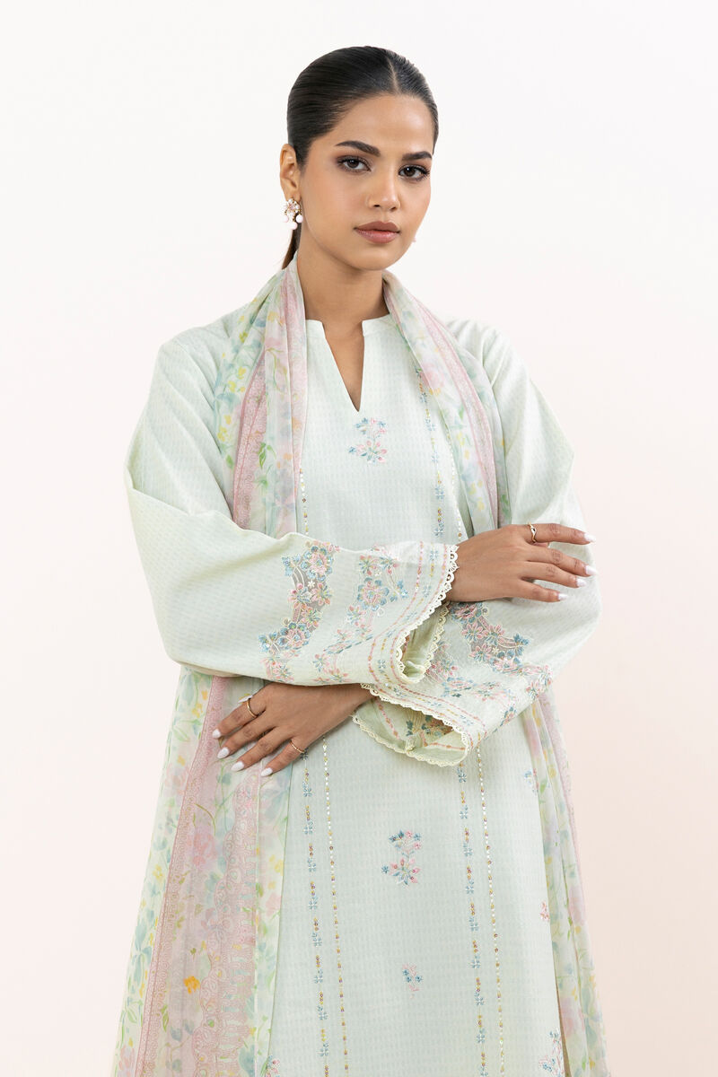 3 Piece - Embroidered Jacquard Suit