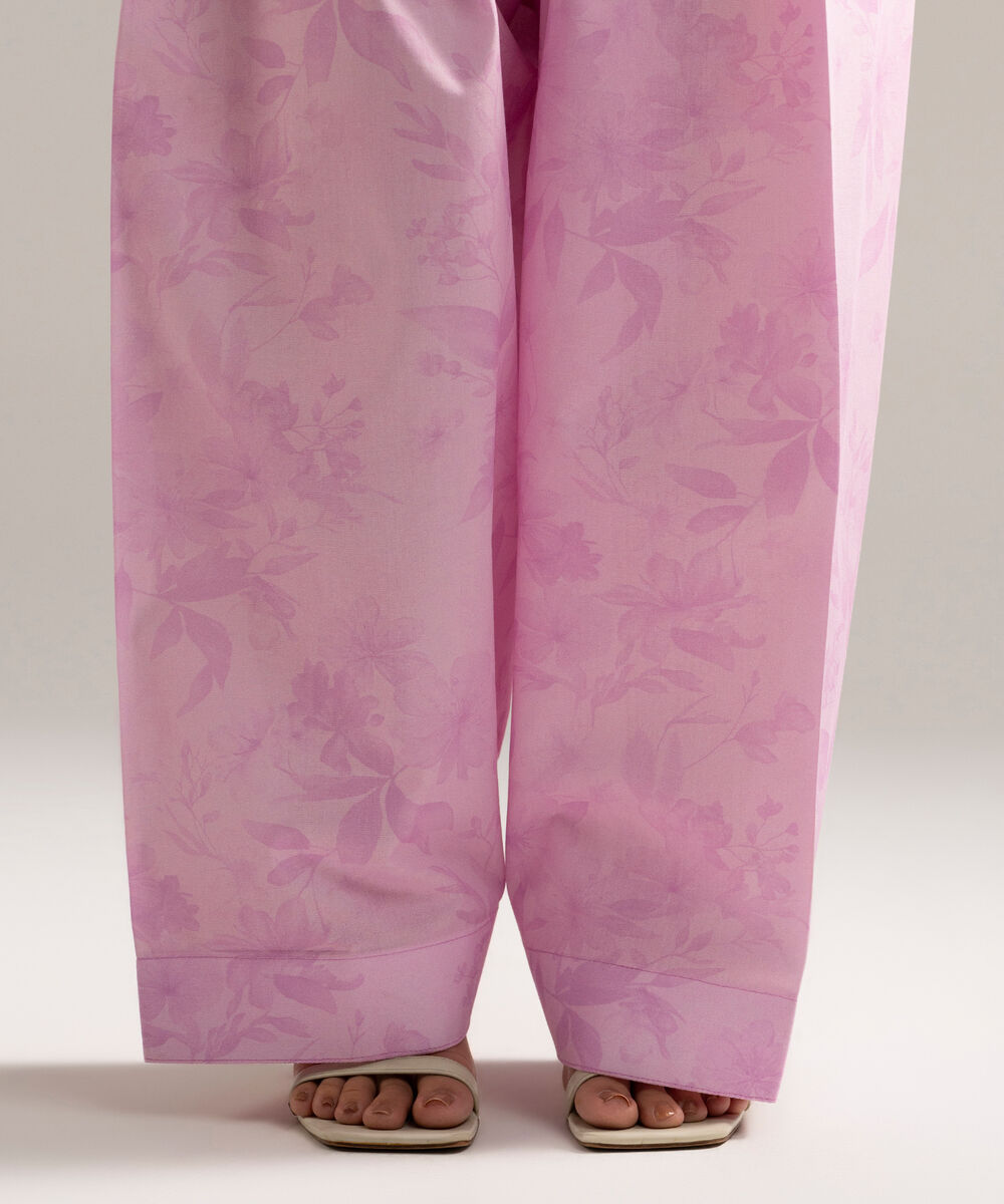 Women's RTW Cambric Printed Lavendar Farshi Shalwar