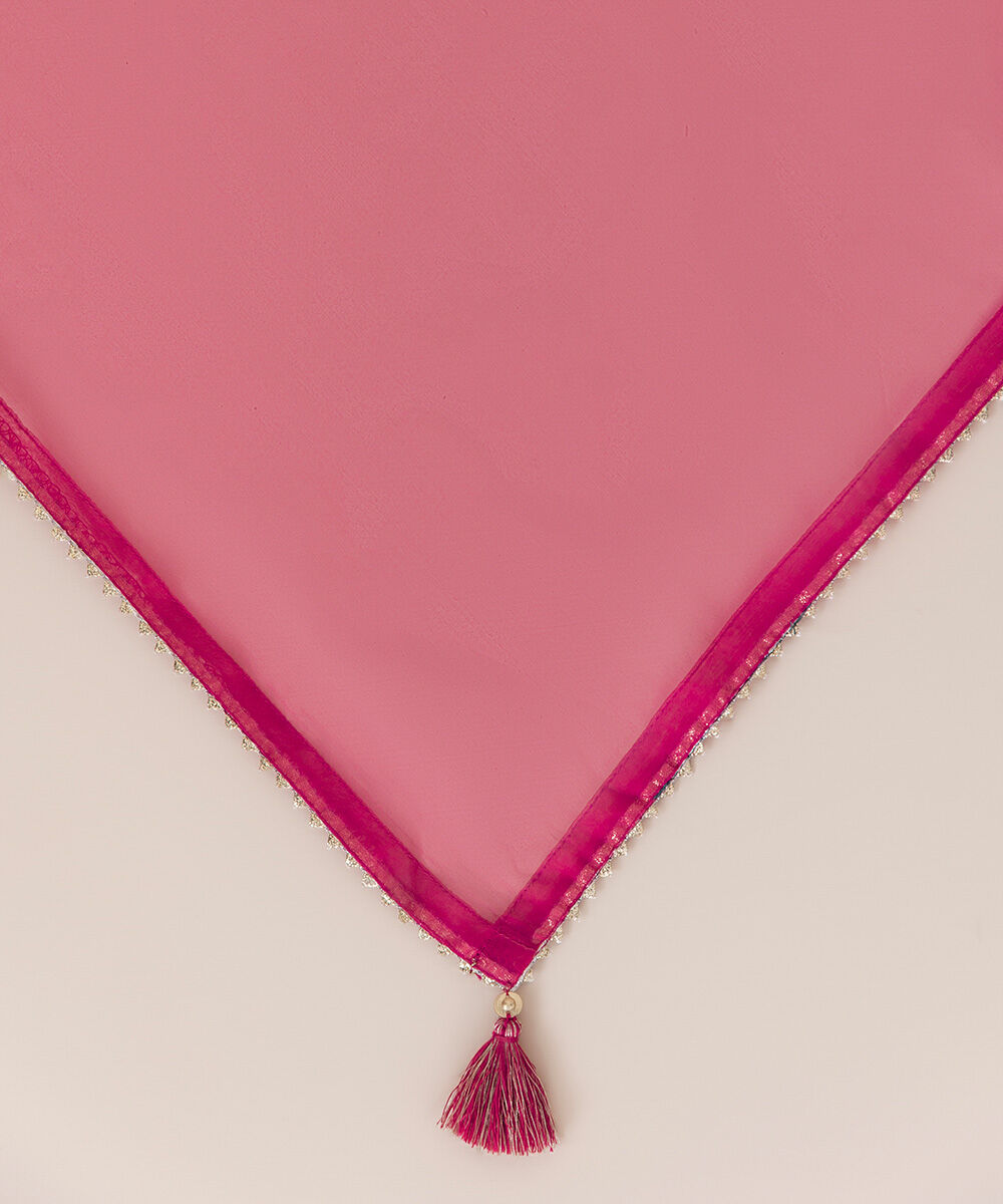 Blended Organza Pink Solid Dupatta