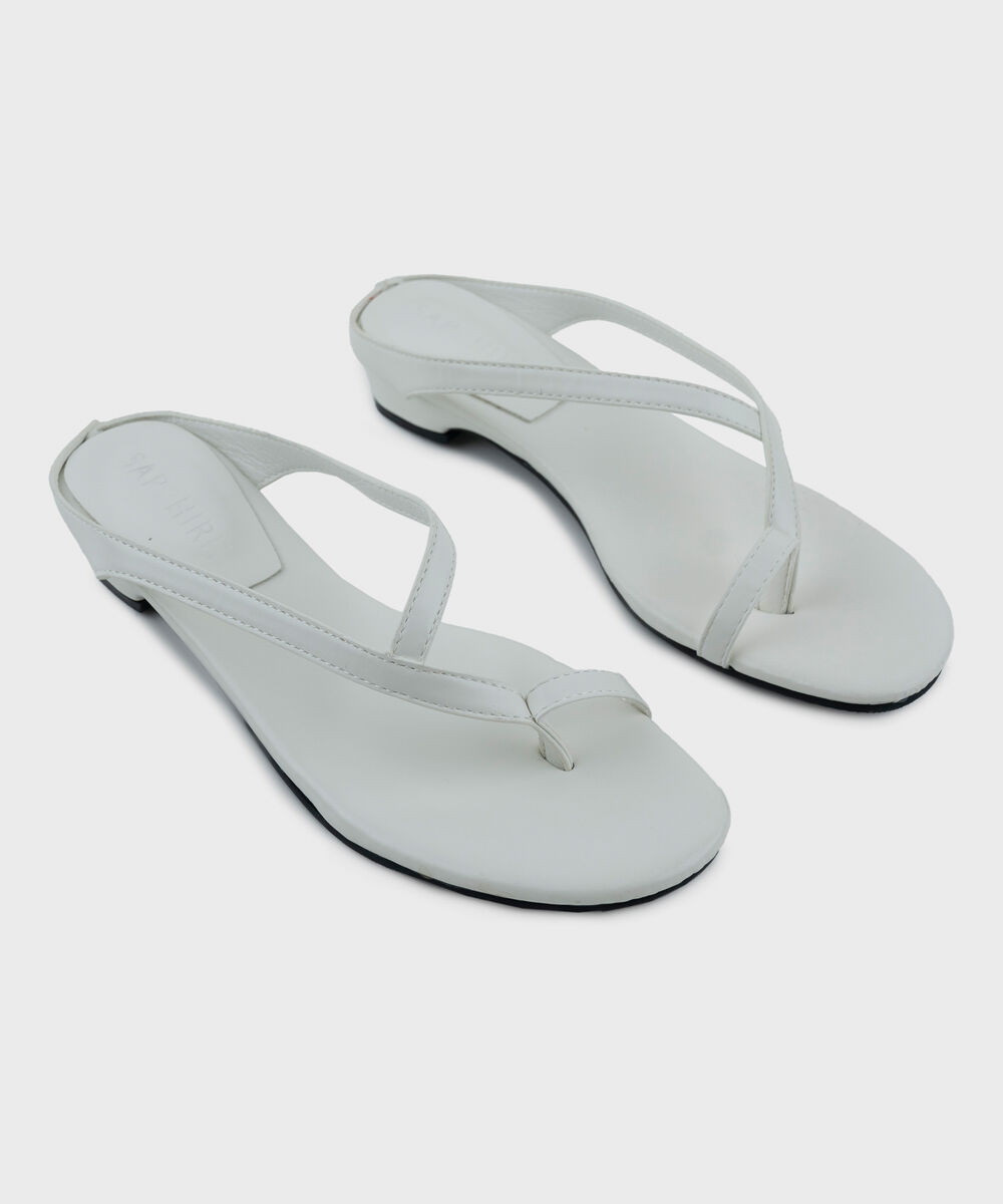 Women's White Kitten Heel Sandal