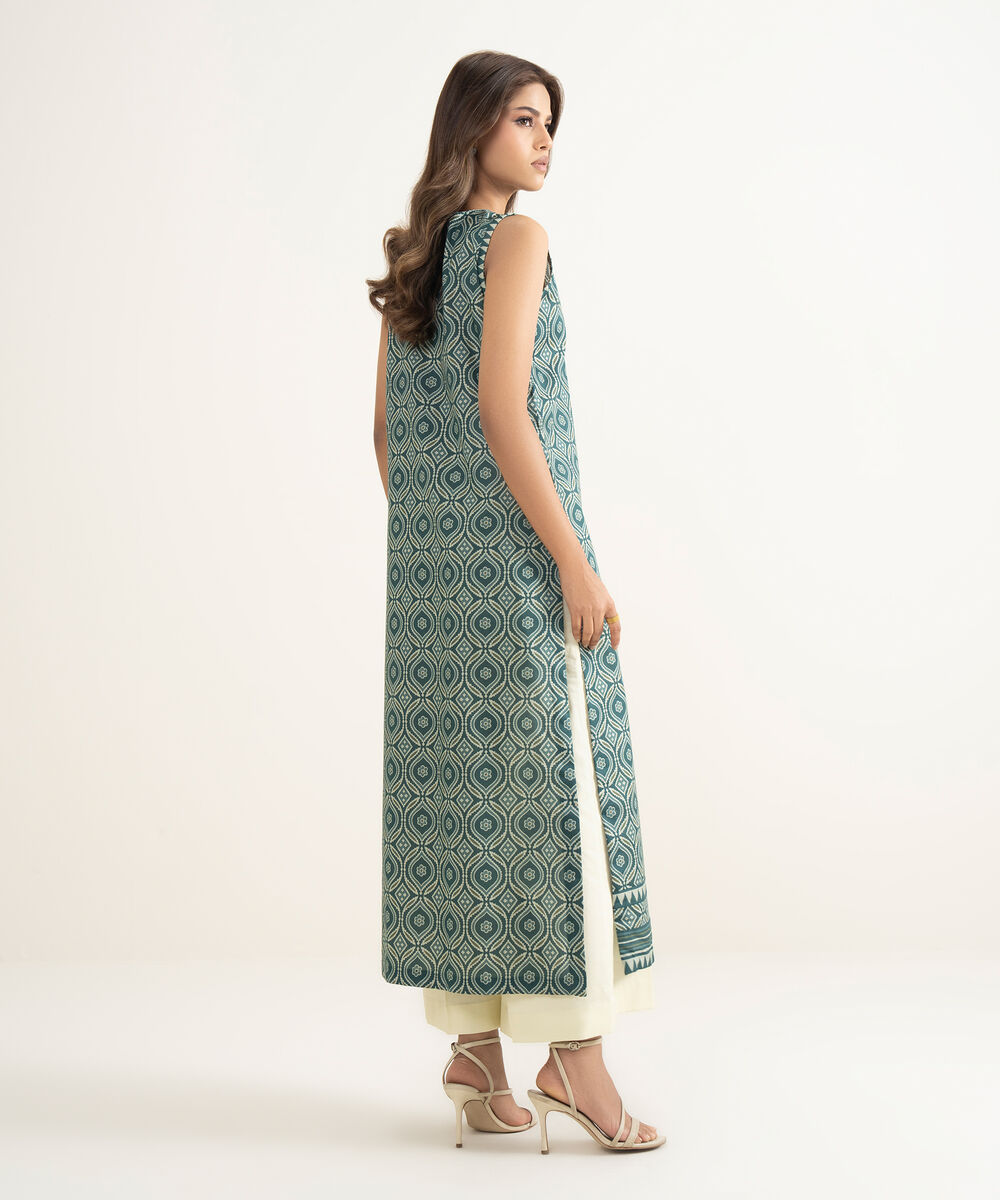 Women's Unstitched Lawn Printed Green Shirt