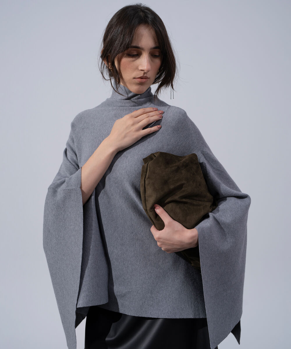 Women's Western Wear Grey Cape Knit Jumper