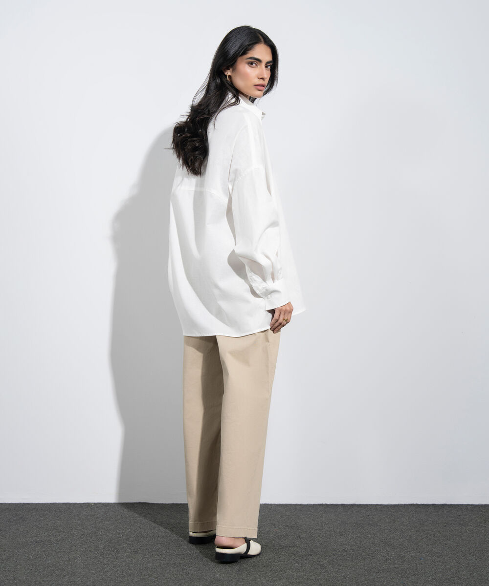 Women's Western Off white Oversized Button Through Shirt